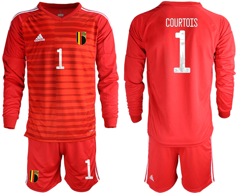 Cheap Men 2021 European Cup Belgium red Long sleeve goalkeeper 1 Soccer Jersey